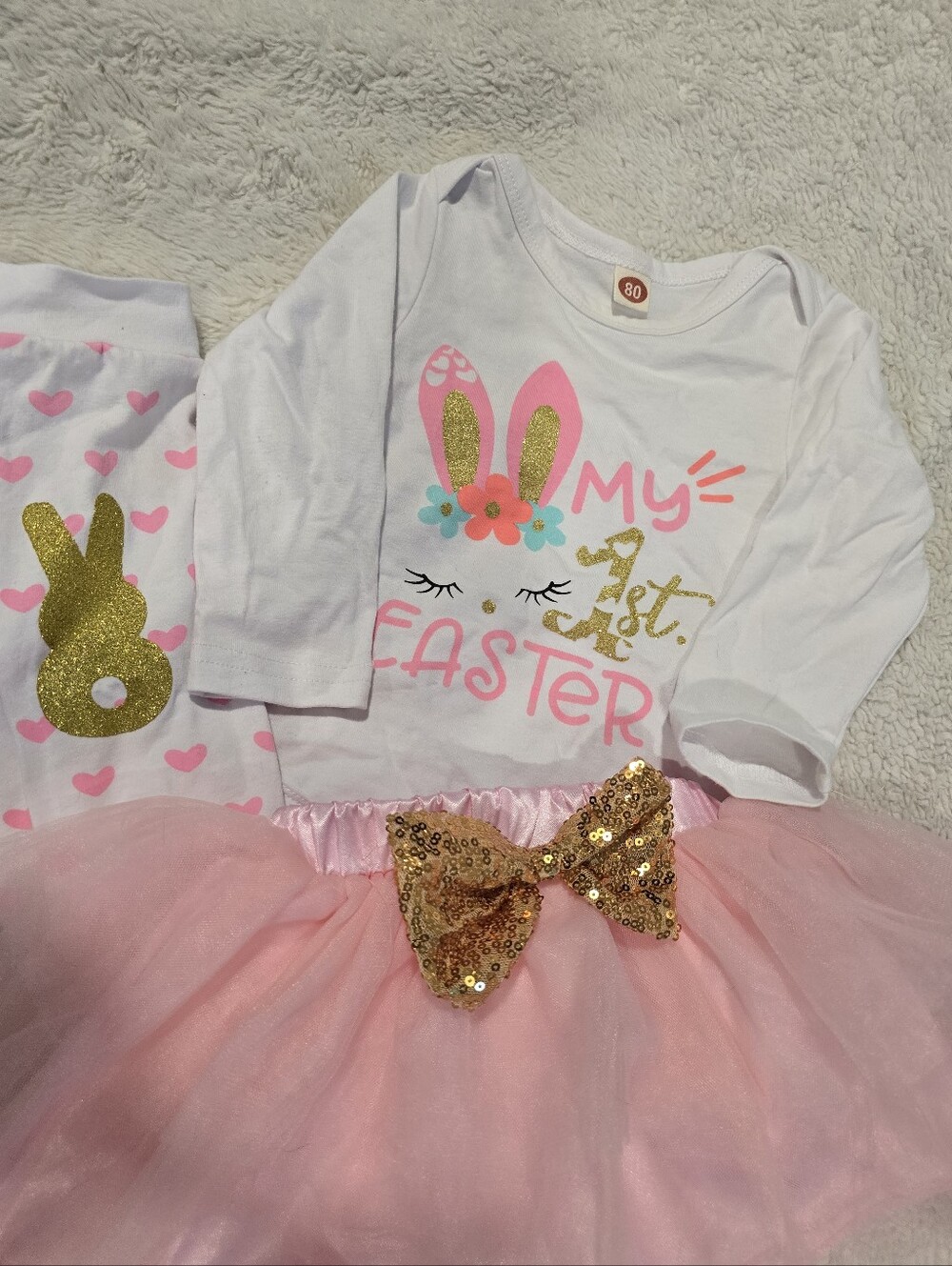 My First Easter Outfit, A Onsie, Leg Warmers , Pink Tutu, Worn Once